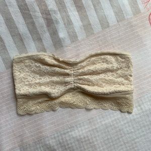 Aerie Cream Lace Bandeau Bralette Size S